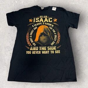 Isaac Name Shirt Men’s Black Short Sleeve Graphic Tee Size Medium